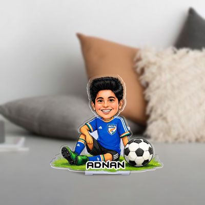 Personalized Soccer Player Bobblehead Caricature Football Theme Car Dashboard | Gift for Soccer Players, Kids & Sports Fans | Solar Powered Moving Head